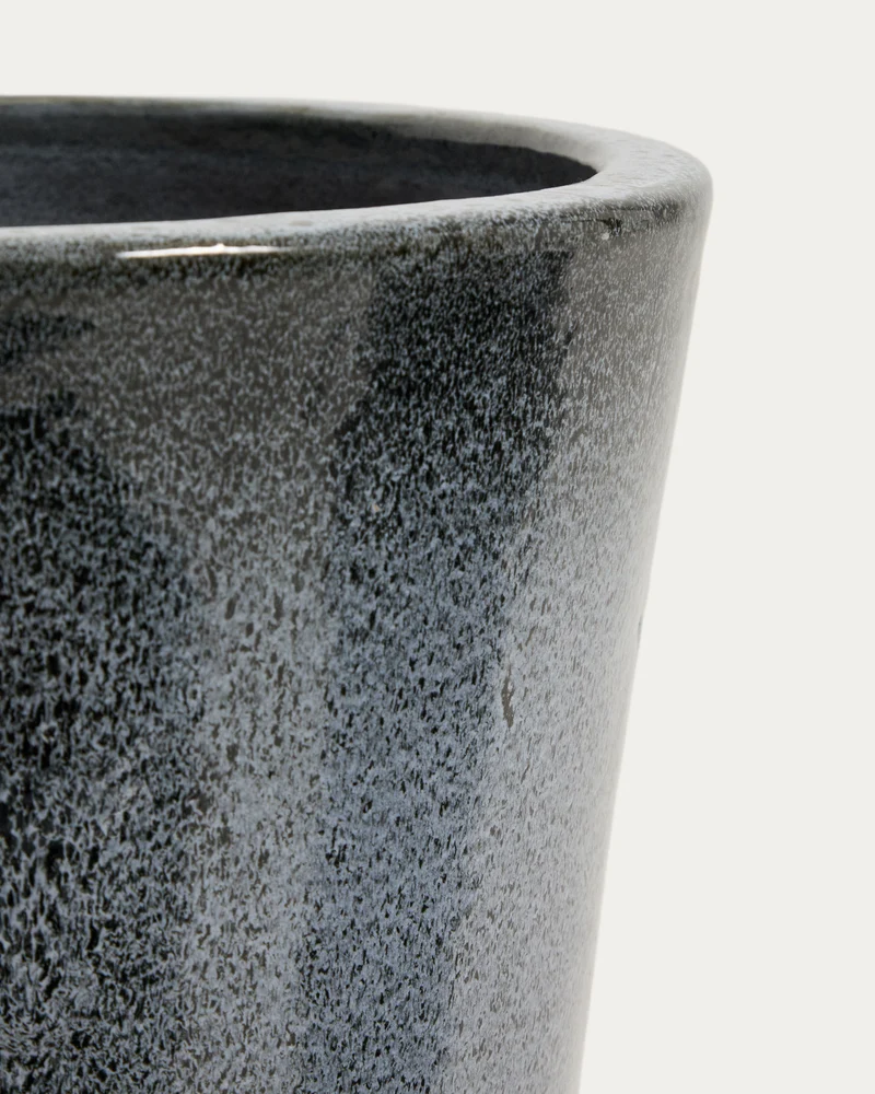 Rotja set of 3 terracotta planters with glazed blue finish Ø 26 / 35 / 47 cm
