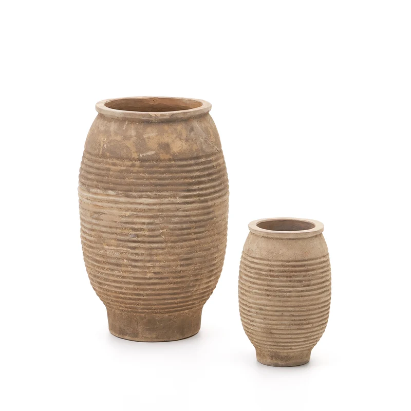 Llonga set of 2 terracotta planters with natural finish Ø 54 / 32 cm