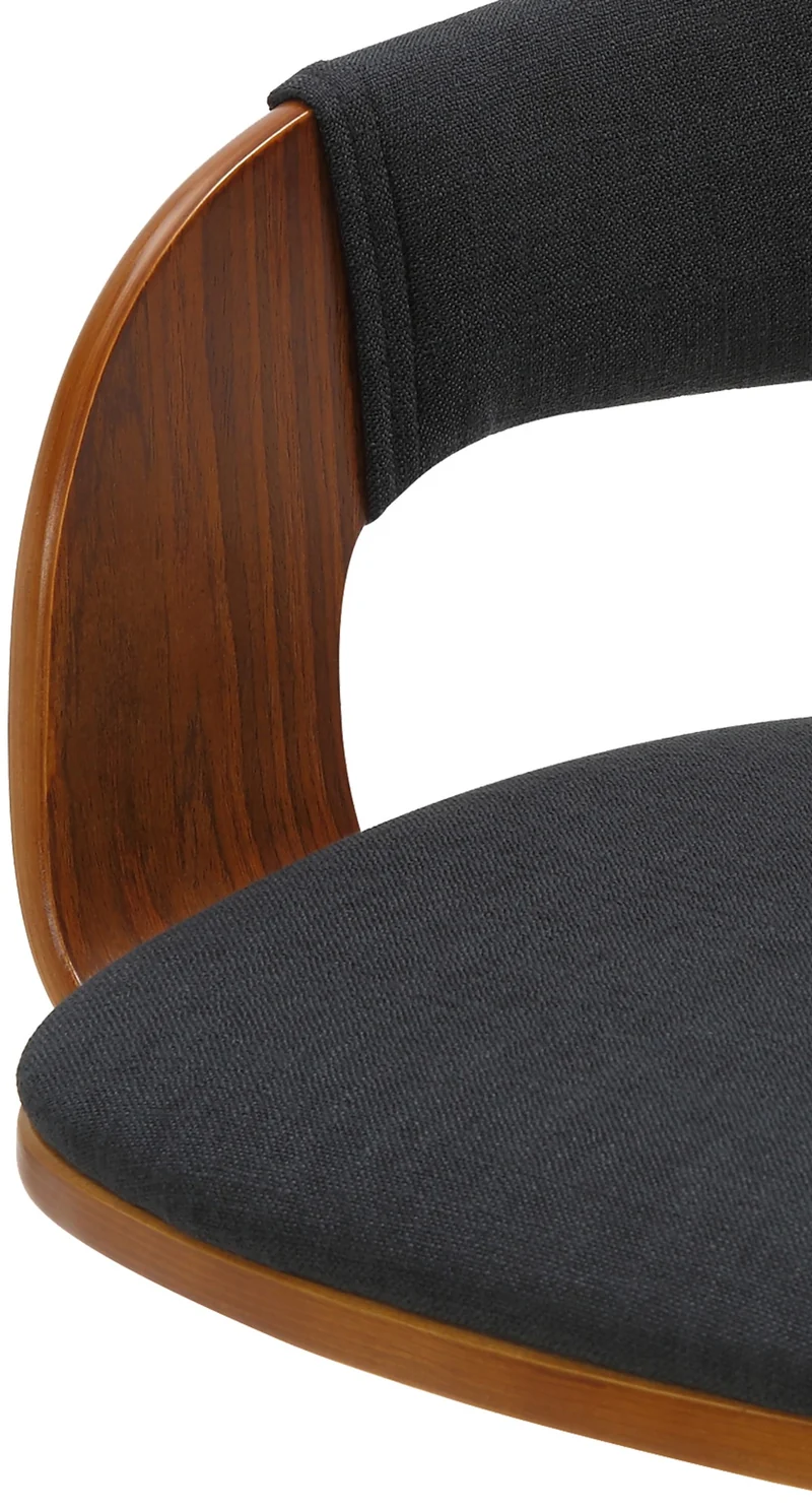 Tabouret de bar x1 design rétro chic assise en tissu noir et bois noyer piètement en métal noir 10_0006426