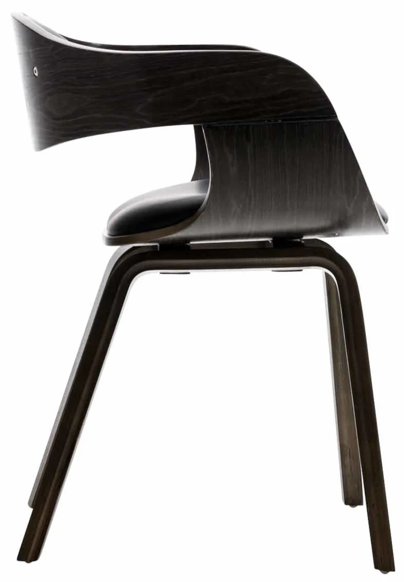 Lot de 2 chaises de salle à manger bureau design retro en PVC noir structure en bois gris 10_0001716