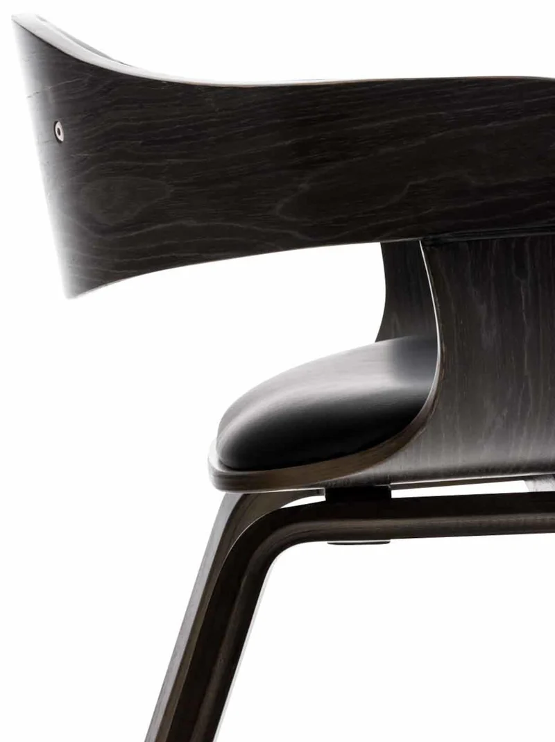 Lot de 2 chaises de salle à manger bureau design retro en PVC noir structure en bois gris 10_0001716