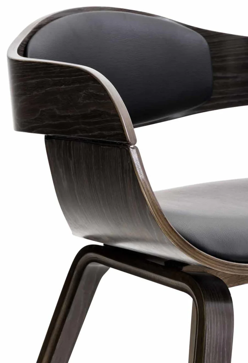 Lot de 2 chaises de salle à manger bureau design retro en PVC noir structure en bois gris 10_0001716