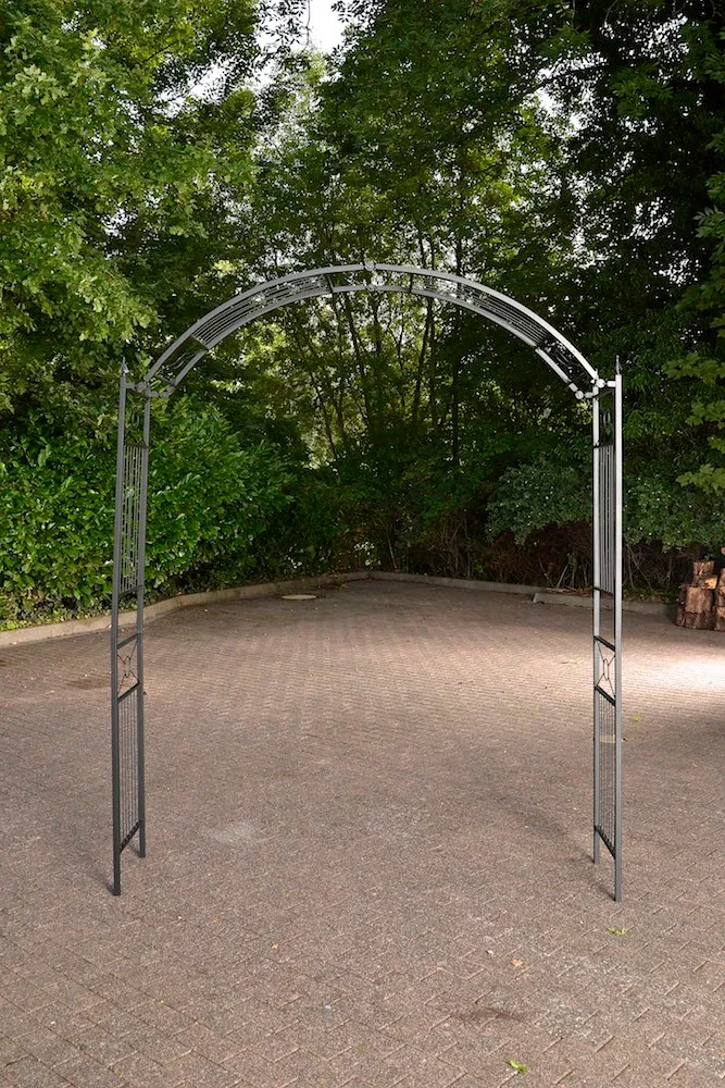 Arche de jardin pour rosiers et plantes grimpantes largeur réglable en métal noir 10_0003932