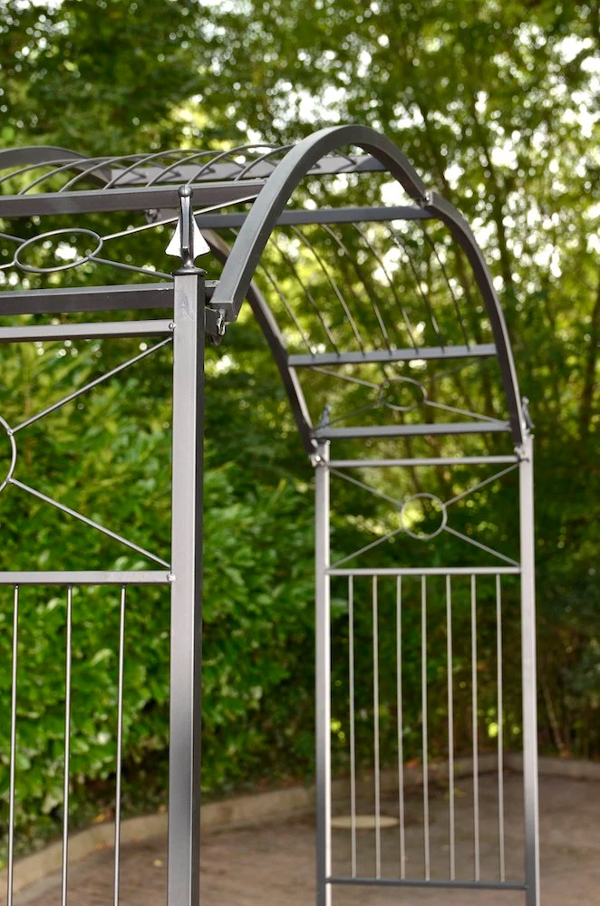 Arche de jardin pour rosiers et plantes grimpantes largeur réglable en métal noir 10_0003932