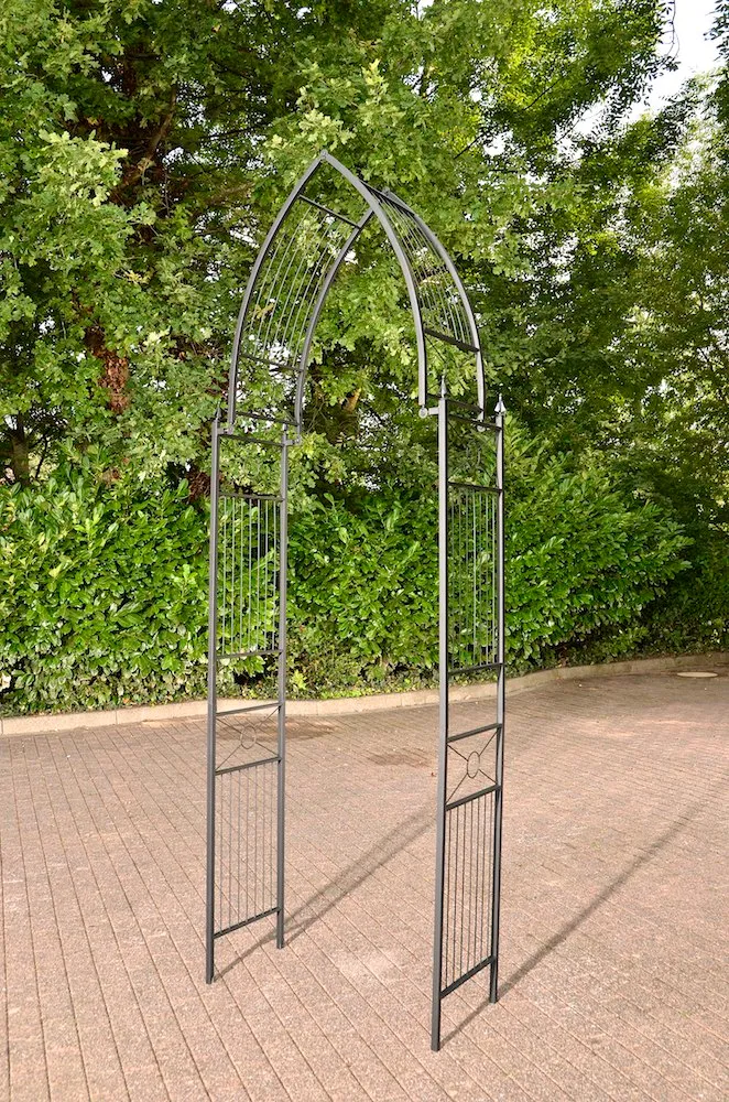 Arche de jardin pour rosiers et plantes grimpantes largeur réglable en métal noir 10_0003932