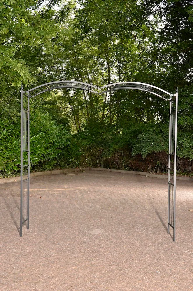 Arche de jardin pour rosiers et plantes grimpantes largeur réglable en métal noir 10_0003932