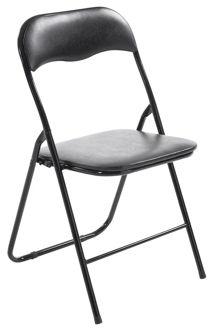 Lot de 2 chaises pliantes en métal pour réception et usage quotidien structure métallique noir assises PVC noir 10_0008402