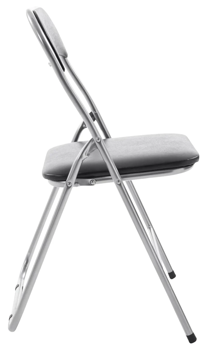 Lot de 2 chaises pliantes en métal pour réception et usage quotidien structure métallique argenté assises PVC noir 10_0008343