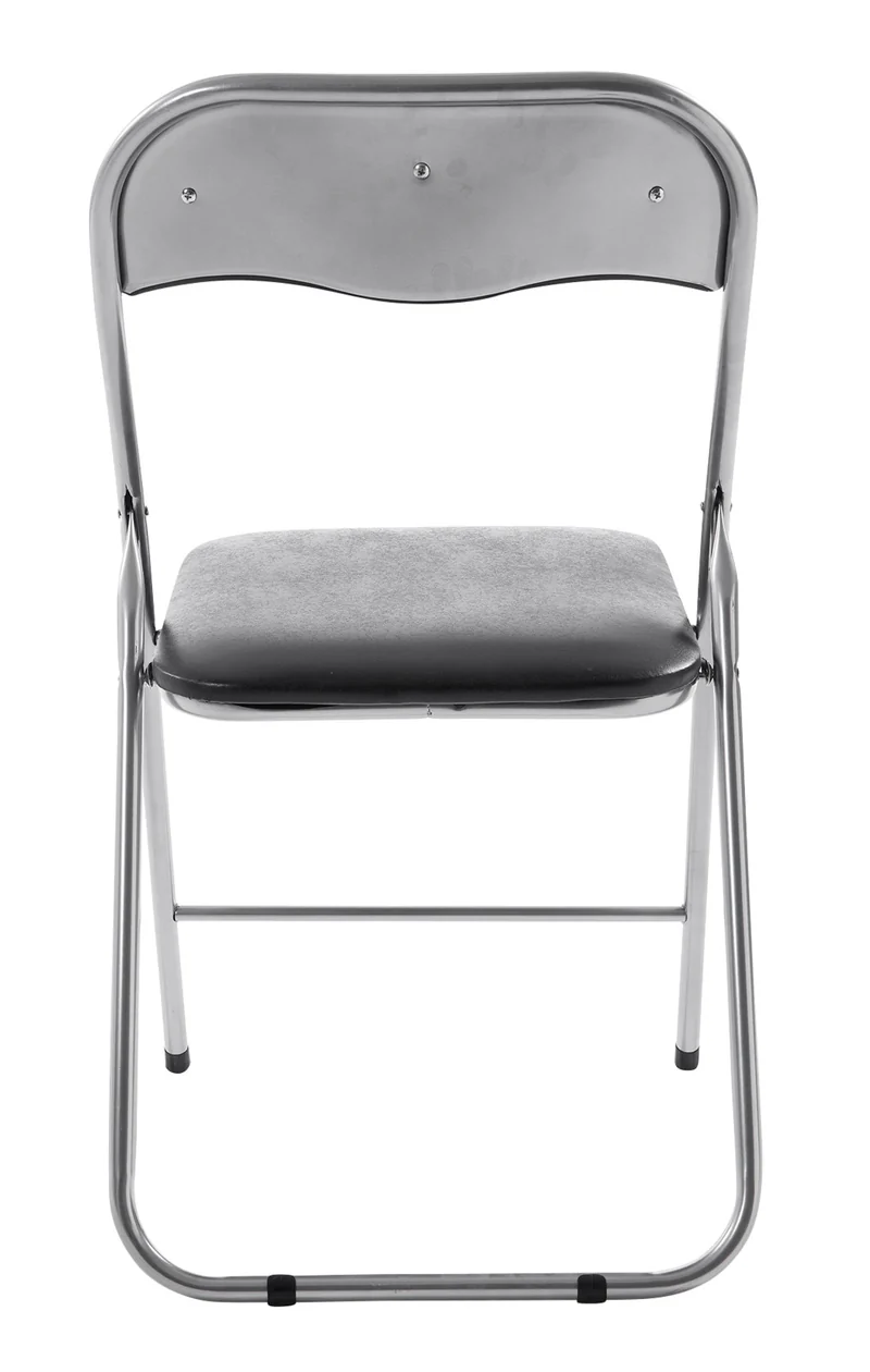 Lot de 2 chaises pliantes en métal pour réception et usage quotidien structure métallique argenté assises PVC noir 10_0008343