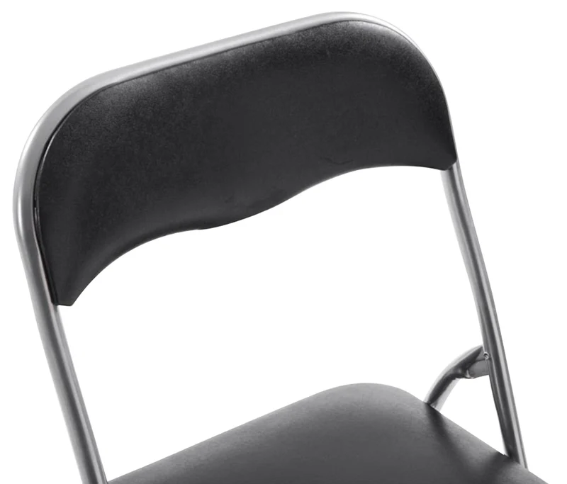 Lot de 2 chaises pliantes en métal pour réception et usage quotidien structure métallique argenté assises PVC noir 10_0008343