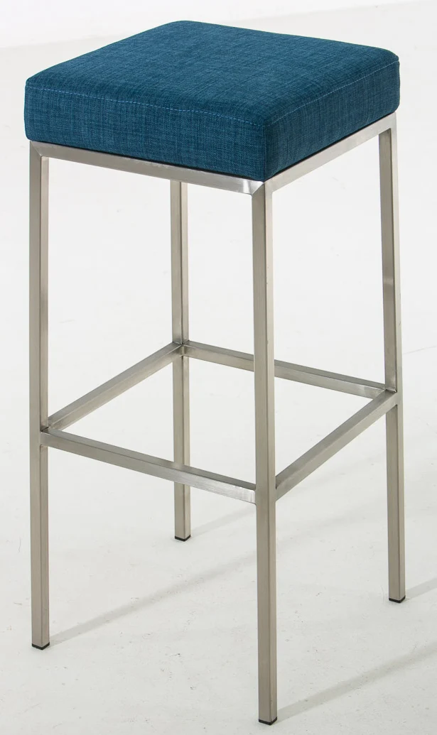 Lot de 2 tabourets de bar en tissu bleu piètement métal avec repose-pieds style moderne 10_0006839