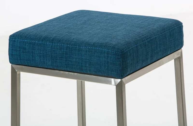Lot de 2 tabourets de bar en tissu bleu piètement métal avec repose-pieds style moderne 10_0006839