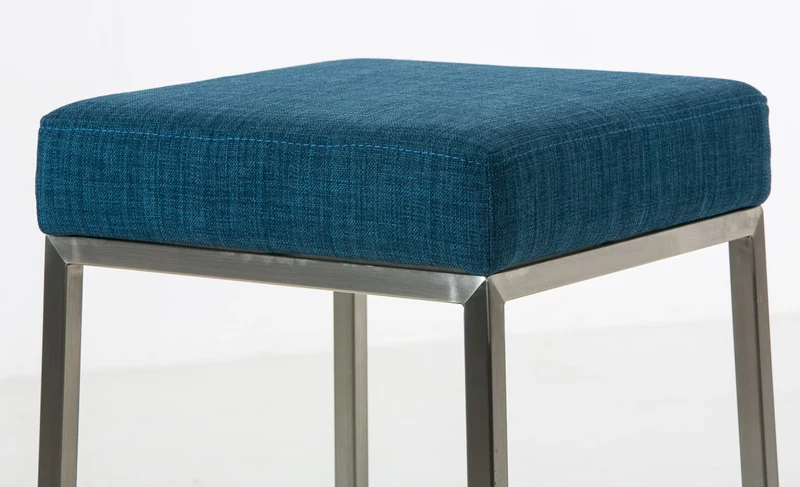 Lot de 2 tabourets de bar en tissu bleu piètement métal avec repose-pieds style moderne 10_0006839