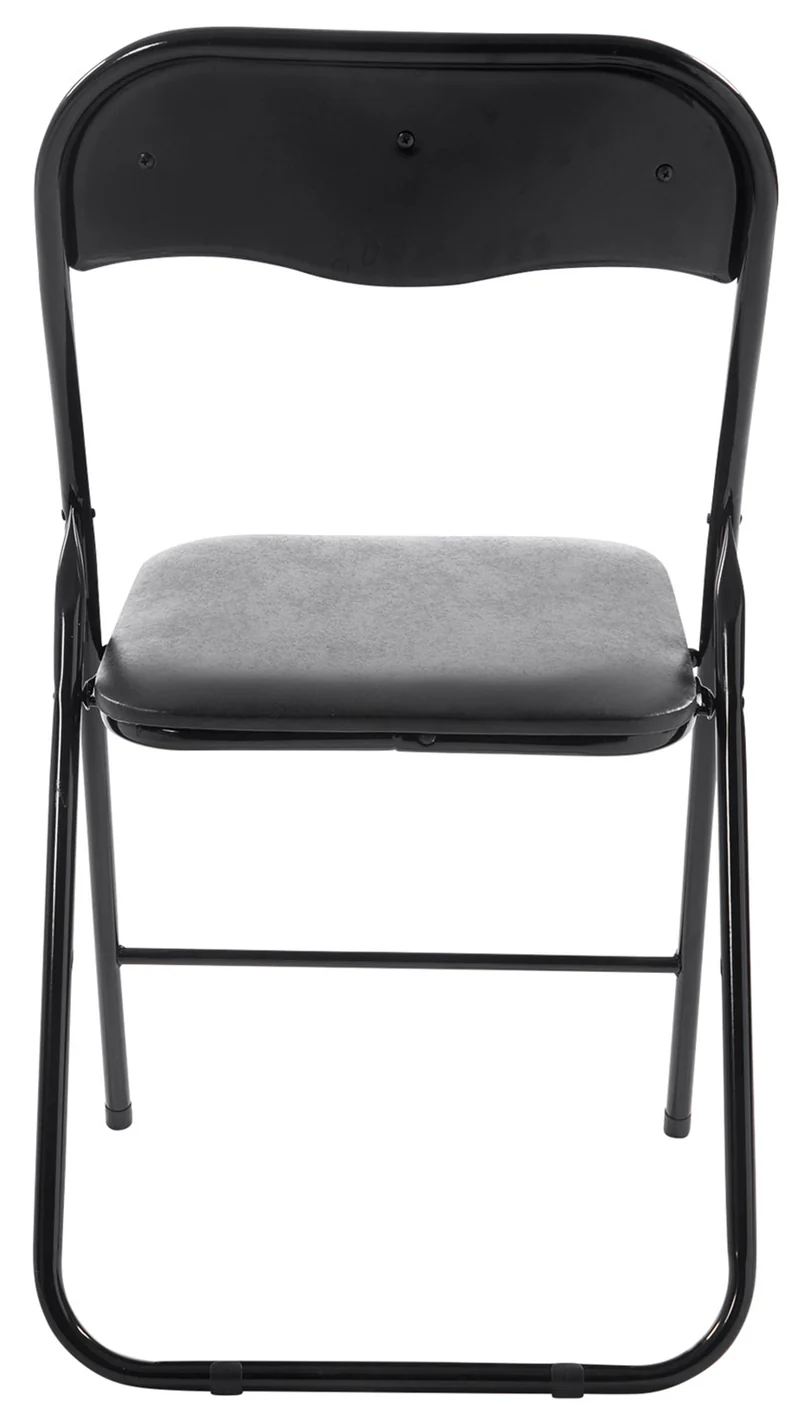 Lot de 4 chaises d'appoint cuisine pliable en métal noir et PVC noir 10_0006218