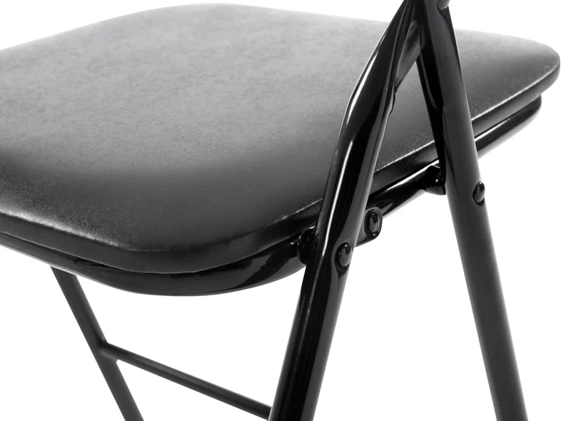 Lot de 4 chaises d'appoint cuisine pliable en métal noir et PVC noir 10_0006218