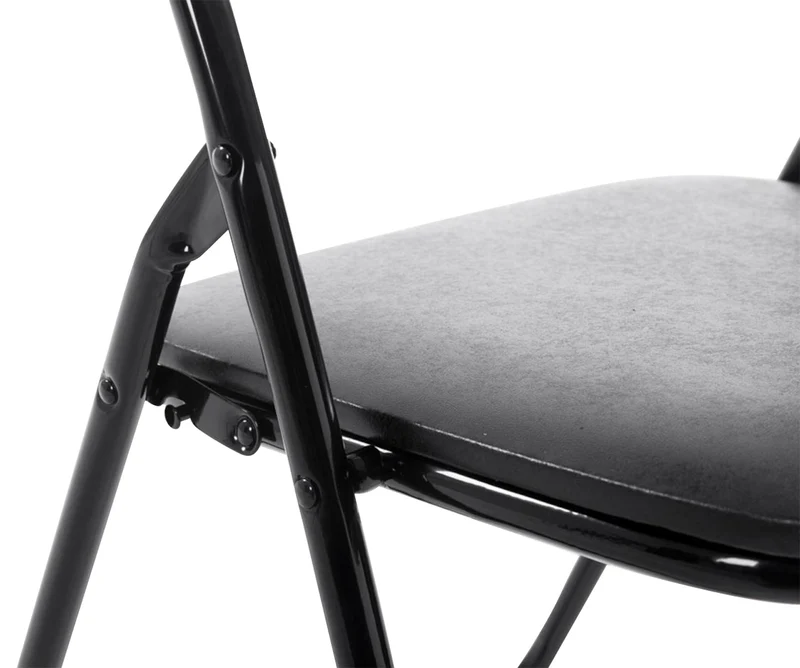 Lot de 4 chaises d'appoint cuisine pliable en métal noir et PVC noir 10_0006218