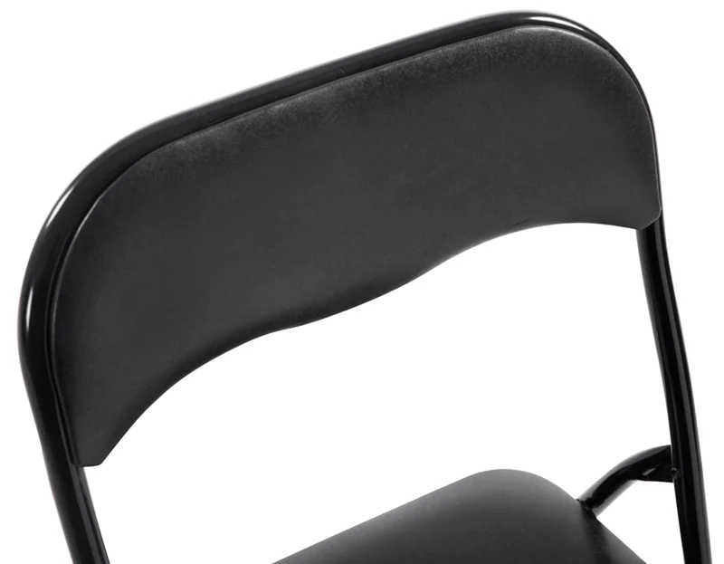 Lot de 4 chaises d'appoint cuisine pliable en métal noir et PVC noir 10_0006218