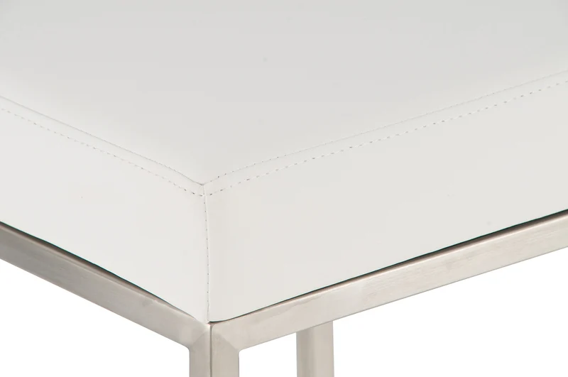 Lot de 2 tabourets de bar avec repose-pieds design simple hauteur 85 cm en PVC blanc et acier inoxydable 10_0004372