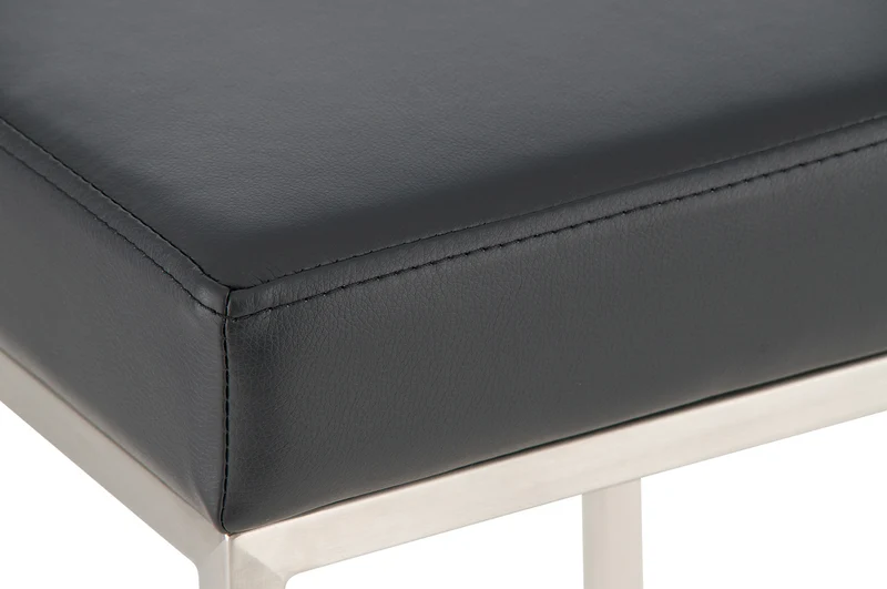 Lot de 2 tabourets de bar avec repose-pieds design simple hauteur 85 cm en PVC noir et acier inoxydable 10_0004371