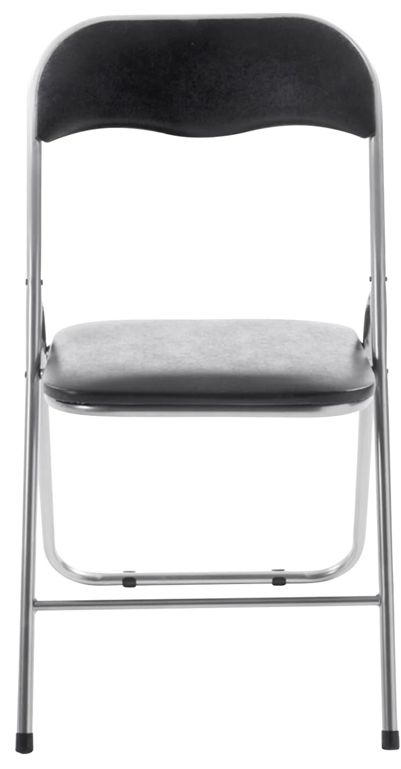 Lot de 4 chaises d'appoint cuisine pliable en métal argenté et PVC noir 10_0005956