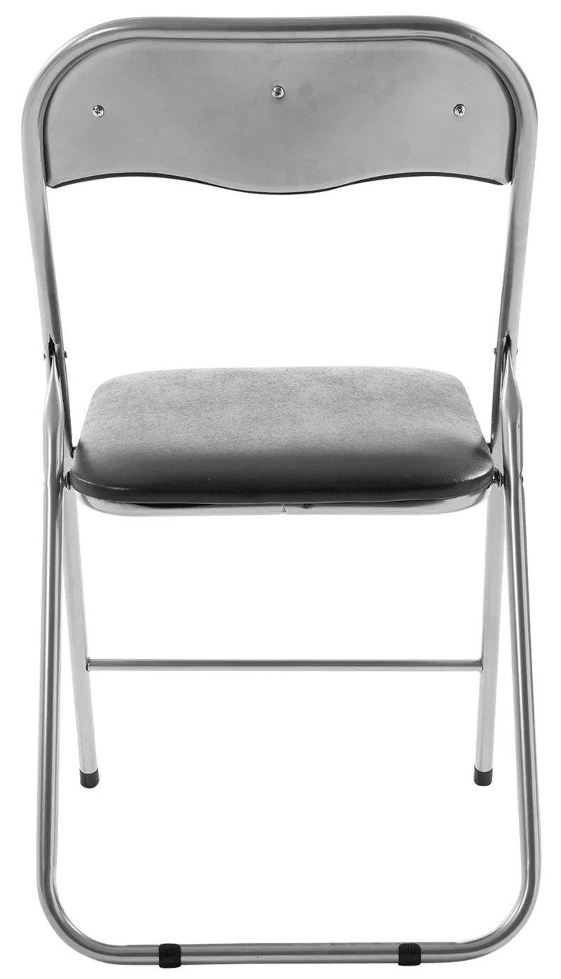 Lot de 4 chaises d'appoint cuisine pliable en métal argenté et PVC noir 10_0005956