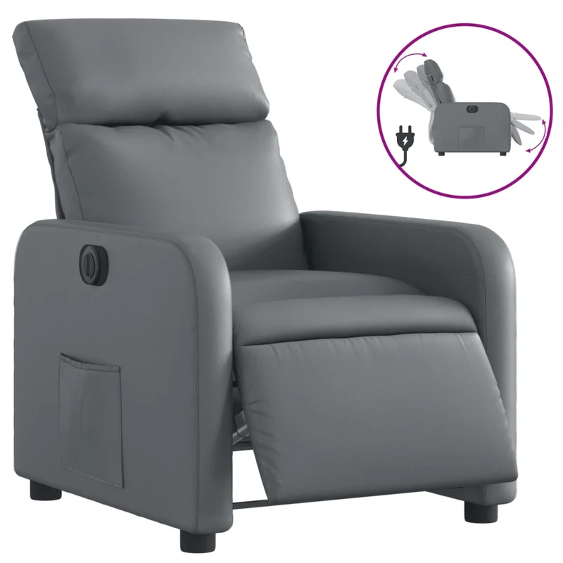 Fauteuil relax TV fonction d'inclinaison électrique très confortable en PVC gris DEC028384
