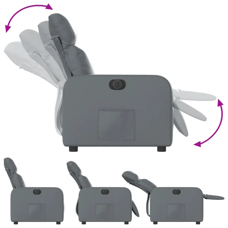 Fauteuil relax TV fonction d'inclinaison électrique très confortable en PVC gris DEC028384