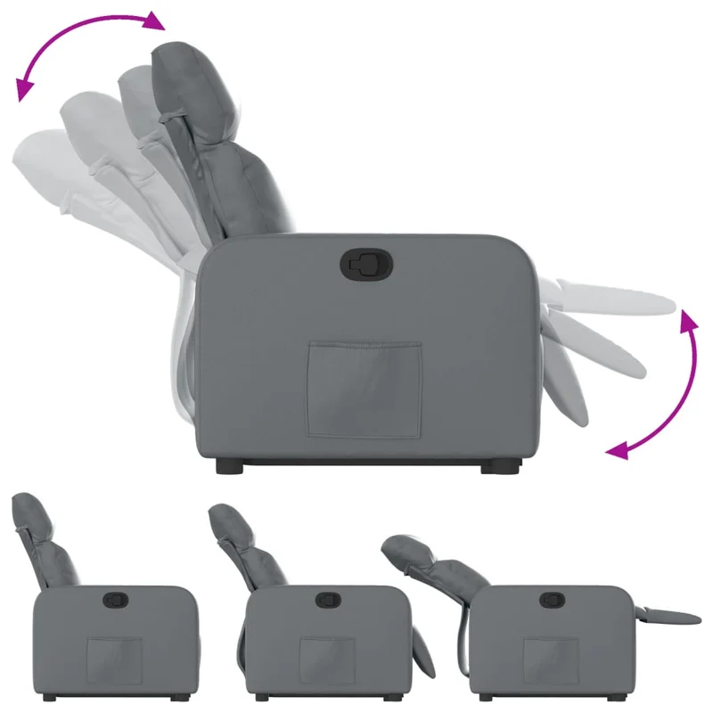 Fauteuil relax TV rembourrage confortable fonction de levage électrique en PVC gris DEC027976