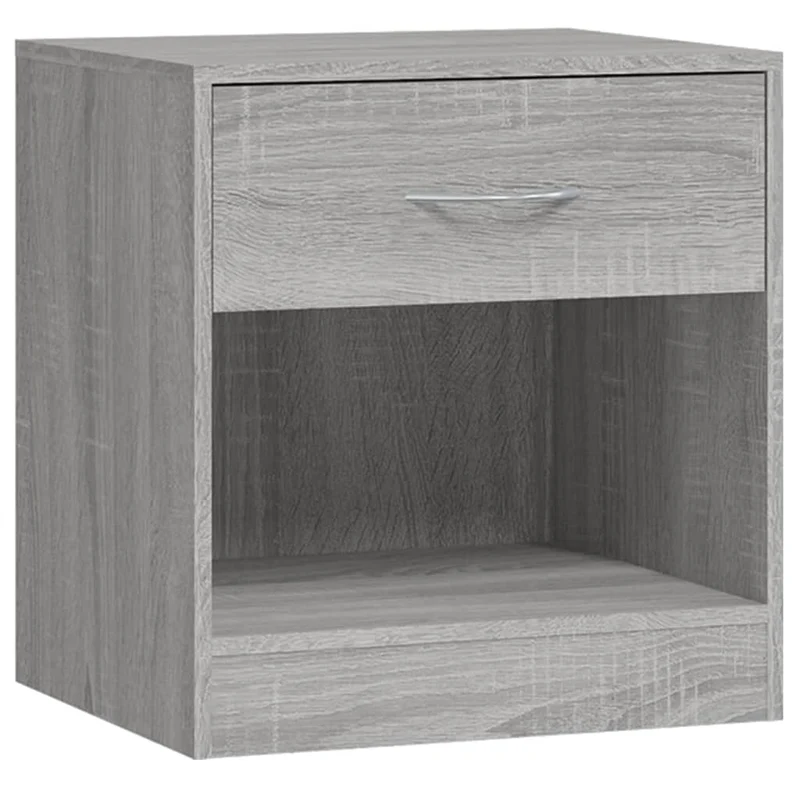 Lot de 2 tables de chevet avec tiroir et compartiment ouvert 36,5 x 30,5 x 38 cm bois d'ingénierie gris DEC034848