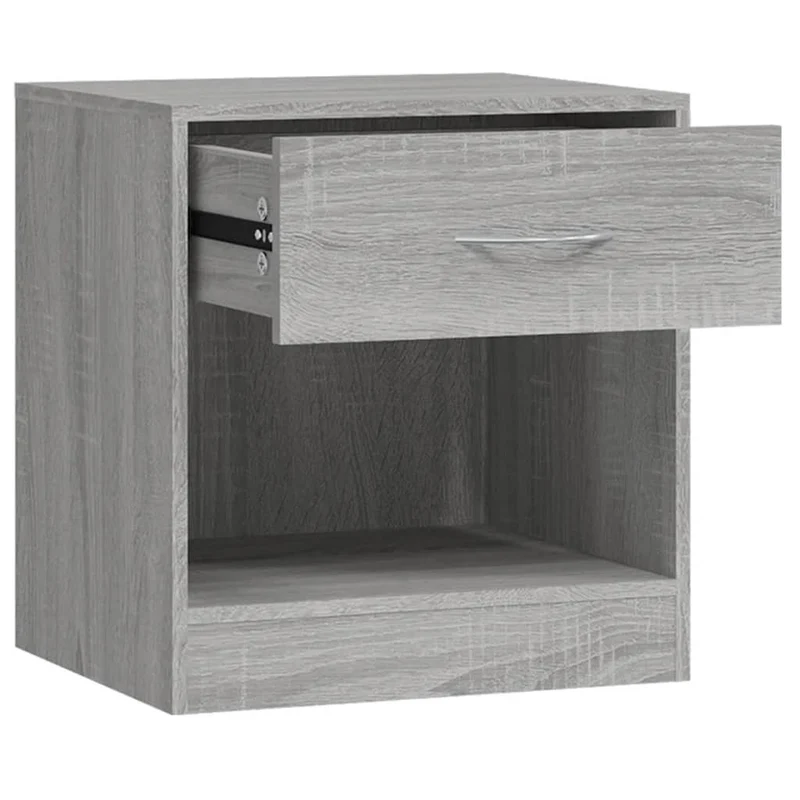 Lot de 2 tables de chevet avec tiroir et compartiment ouvert 36,5 x 30,5 x 38 cm bois d'ingénierie gris DEC034848