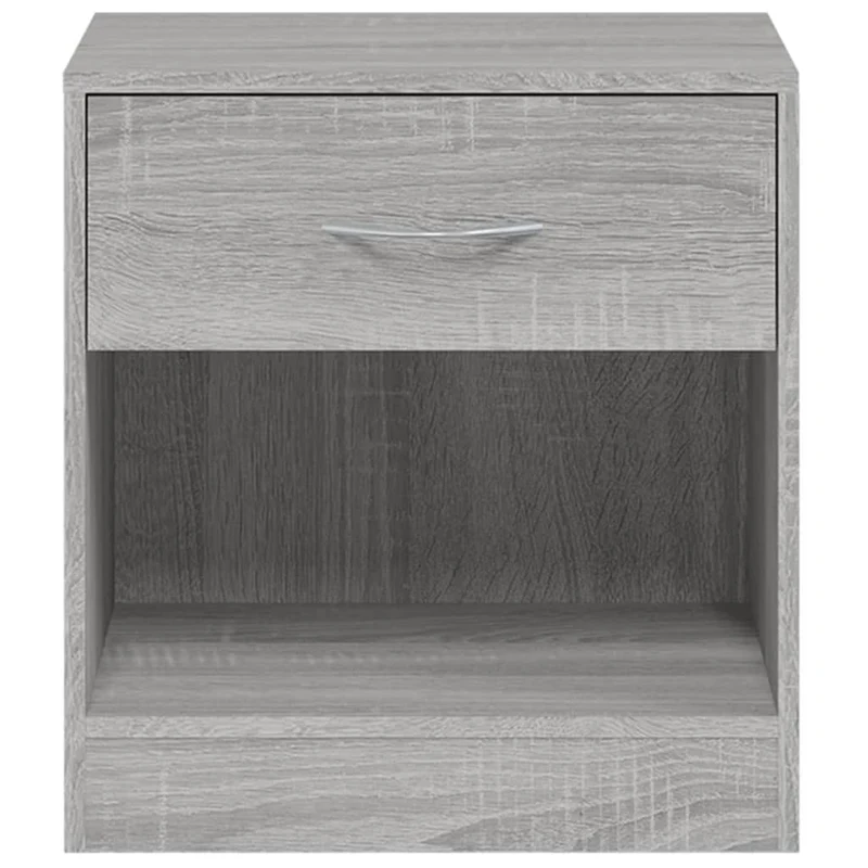 Lot de 2 tables de chevet avec tiroir et compartiment ouvert 36,5 x 30,5 x 38 cm bois d'ingénierie gris DEC034848
