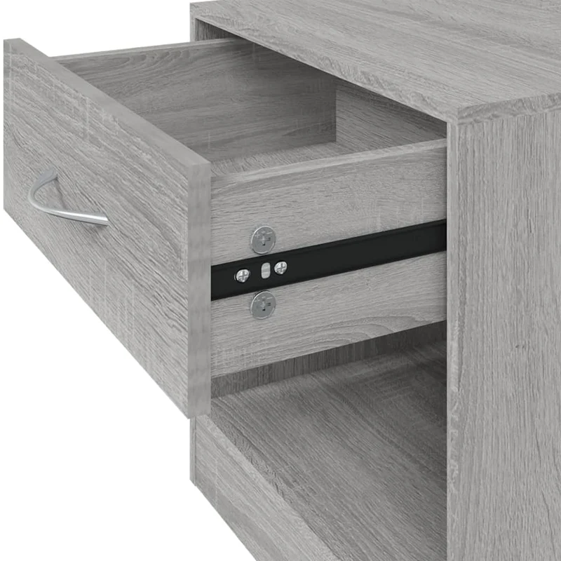 Lot de 2 tables de chevet avec tiroir et compartiment ouvert 36,5 x 30,5 x 38 cm bois d'ingénierie gris DEC034848