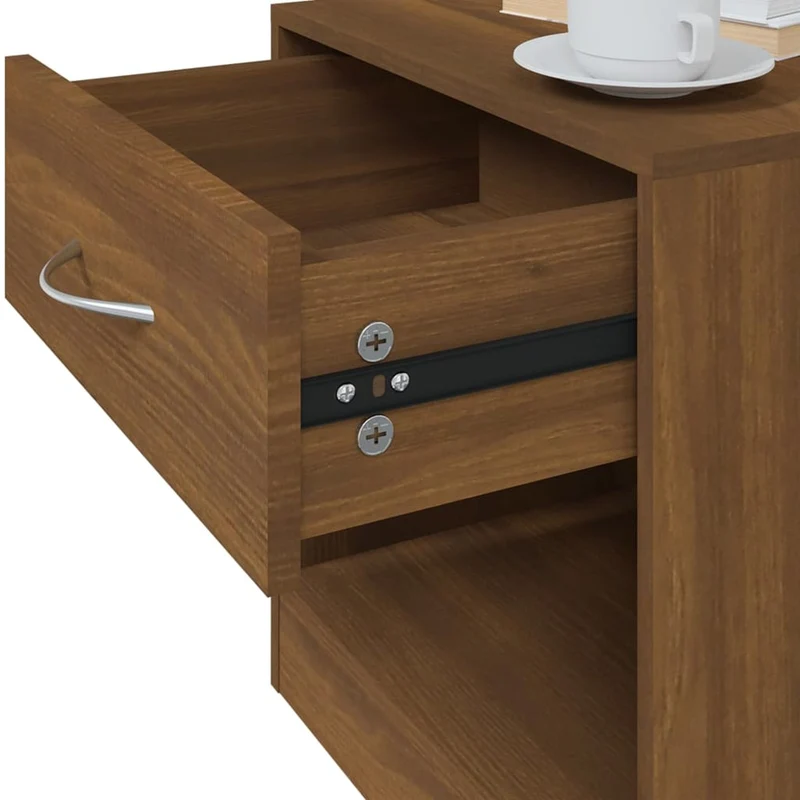 Lot de 2 tables de chevet avec tiroir 36,5 x 30,5 x 38 cm en bois d'ingénierie marron DEC034845