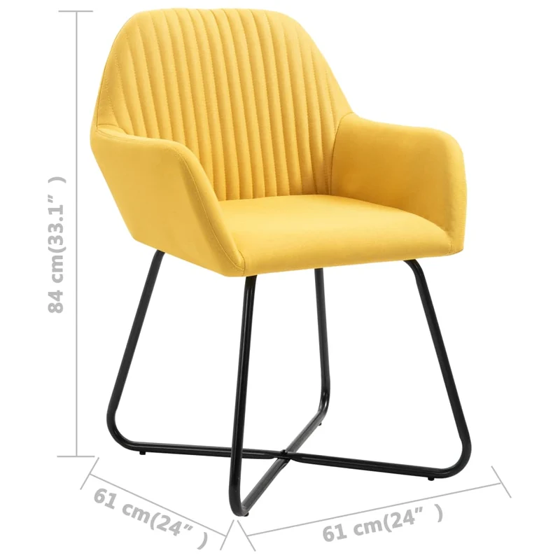 Lot de 2 chaises de salle à manger cuisine confortable stable et moderne en tissu jaune CDS020643