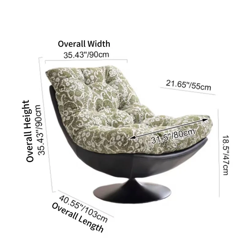 360° Swivel Lazy Lounge Chair Accent Chair - Nordic Chenille & Eco Leather Accent Chair With Plush Cotton Filling & Deep Comfortable Seating For Living Room