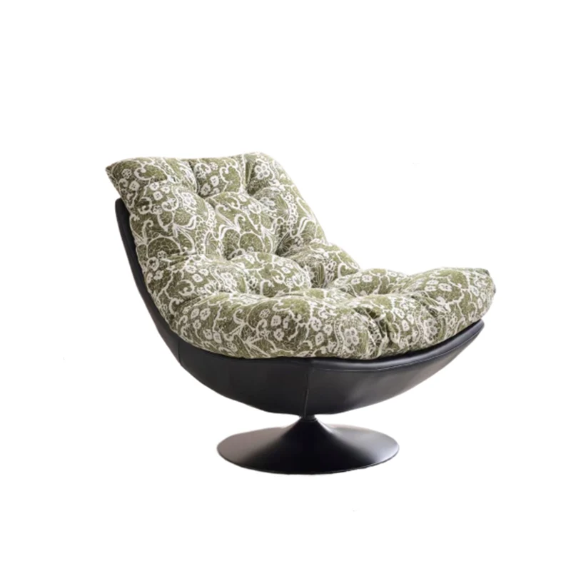 360° Swivel Lazy Lounge Chair Accent Chair - Nordic Chenille & Eco Leather Accent Chair With Plush Cotton Filling & Deep Comfortable Seating For Living Room