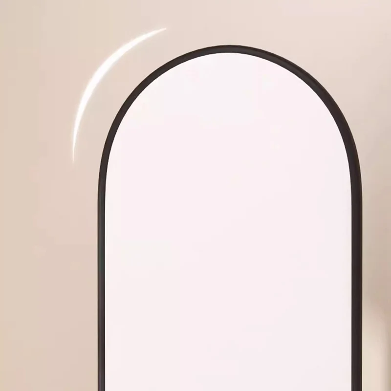 Modern Minimalist Iron Plastic Glass Oval Swivel Full-Length Floor Mirror With Storage & Clothing Rack For Bedroom & Living Room