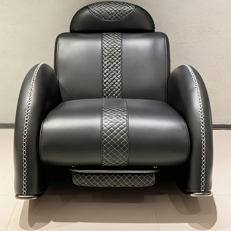 Modern Luxury Rocking Recliner Chair With Retractable Footrest - Faux Leather Or Top Grain Leather Accent Chair For Living Room & Bedroom