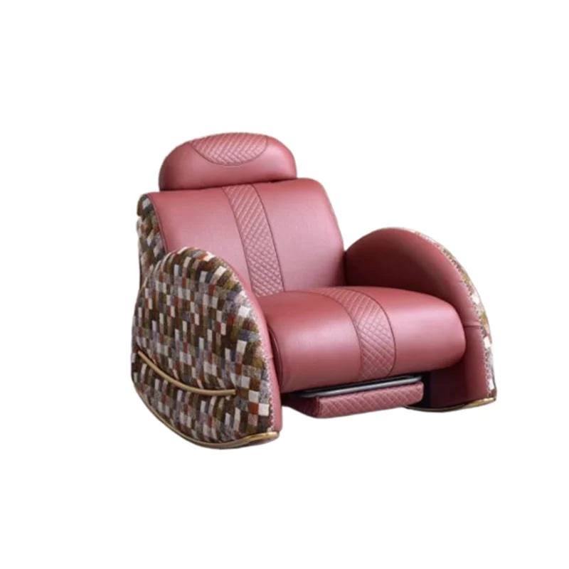 Modern Luxury Rocking Recliner Chair With Retractable Footrest - Faux Leather Or Top Grain Leather Accent Chair For Living Room & Bedroom