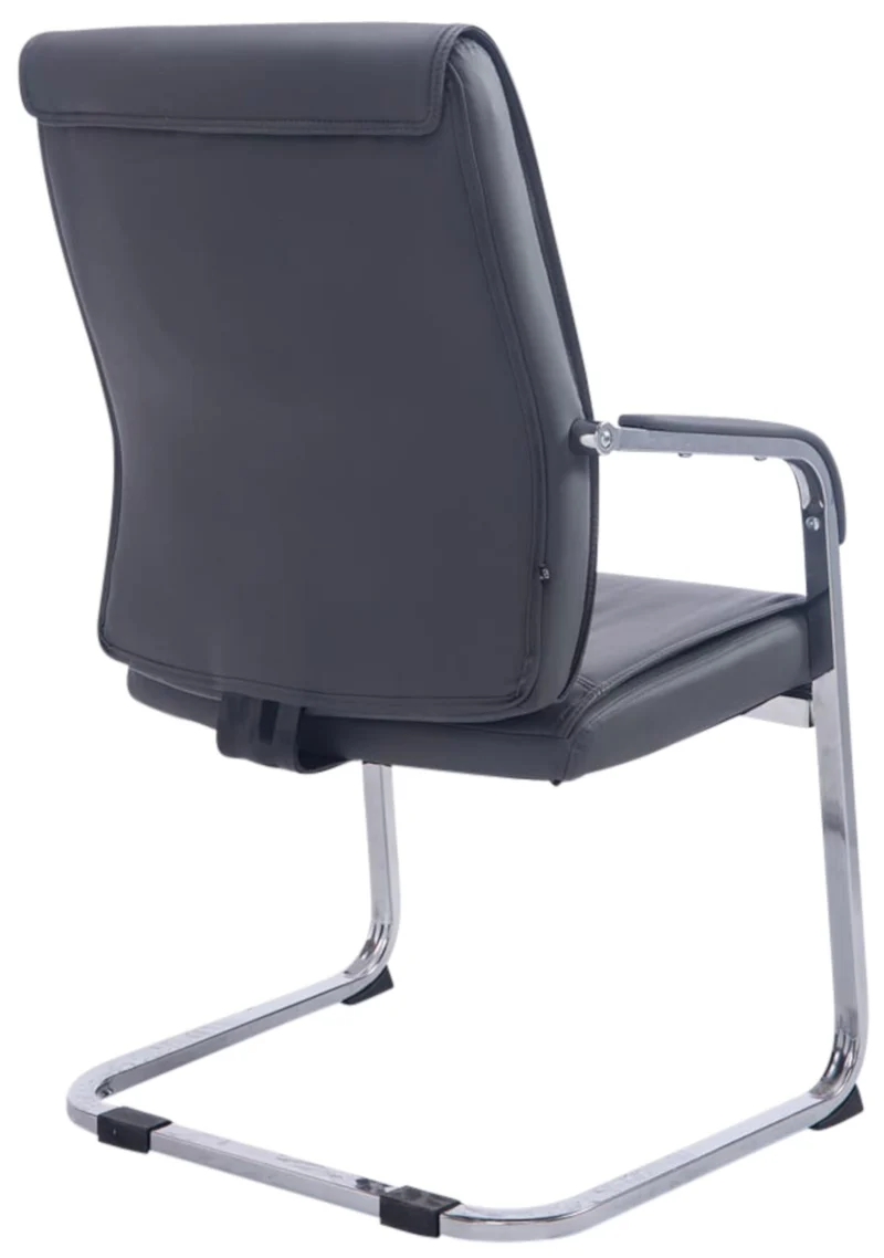 Lot de 2 fauteuils de bureau sans roulettes XXL jusqu'à 260 kg en PVC gris et métal chromé 10_0002350