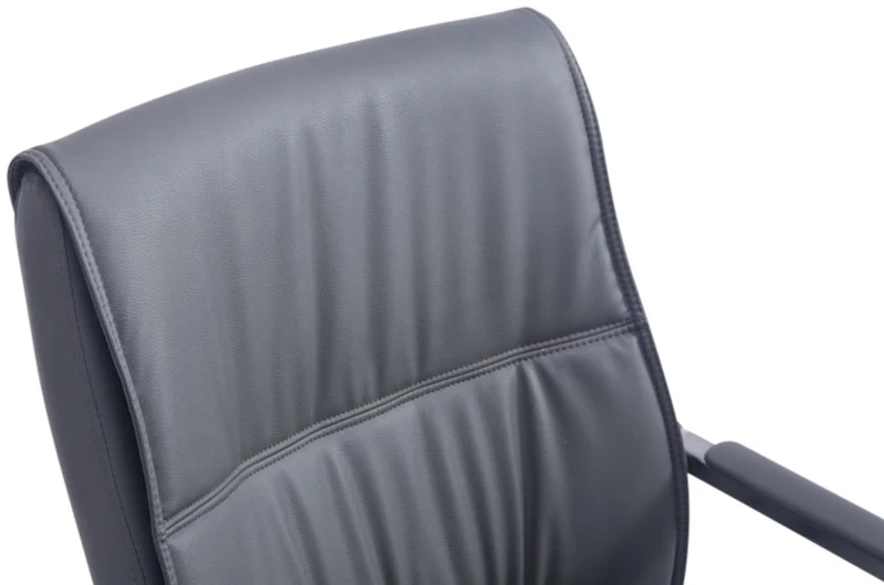 Lot de 2 fauteuils de bureau sans roulettes XXL jusqu'à 260 kg en PVC gris et métal chromé 10_0002350