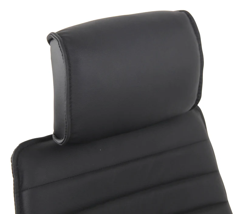 Fauteuil de bureau hauteur réglable pivotant mécanisme de bascule cuir véritable noir et métal chromé 10_0002618
