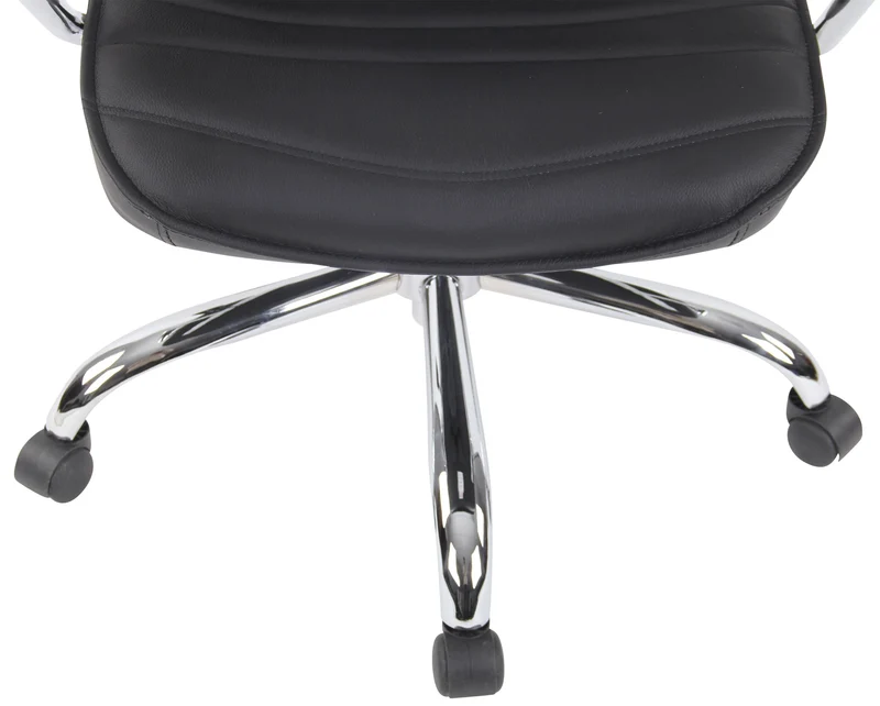 Fauteuil de bureau hauteur réglable pivotant mécanisme de bascule cuir véritable noir et métal chromé 10_0002618