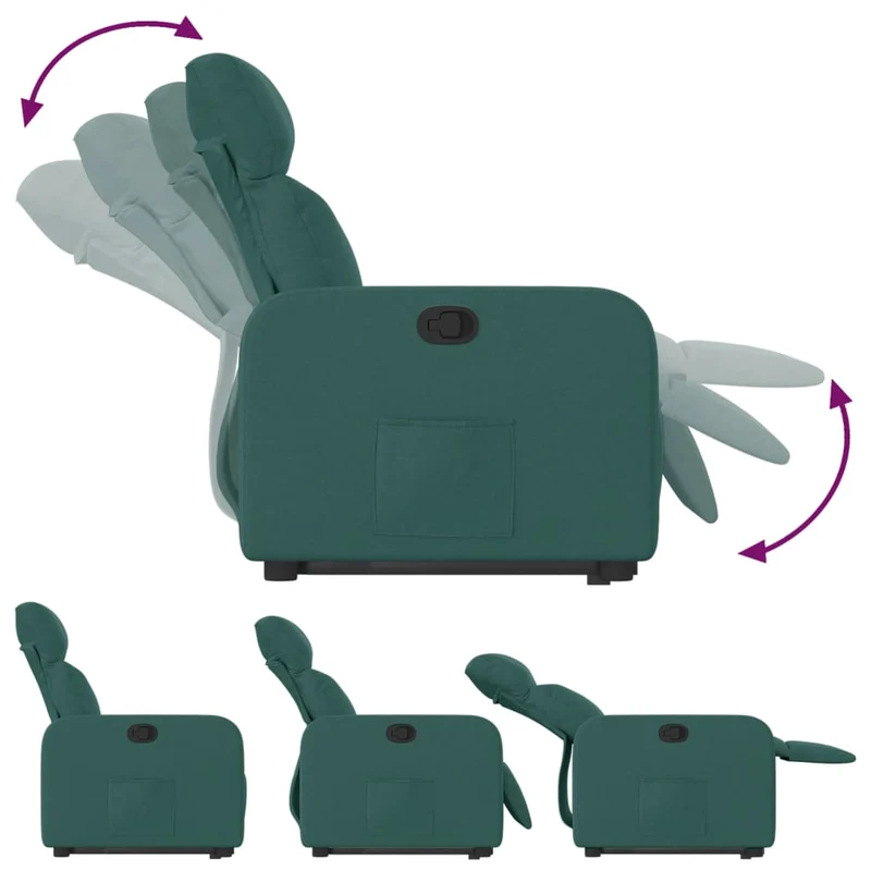 Fauteuil relax TV rembourrage confortable fonction de levage électrique en tissu vert foncé DEC028214