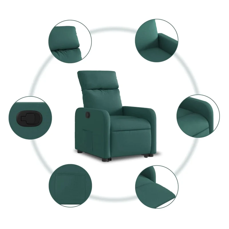 Fauteuil relax TV rembourrage confortable fonction de levage électrique en tissu vert foncé DEC028214