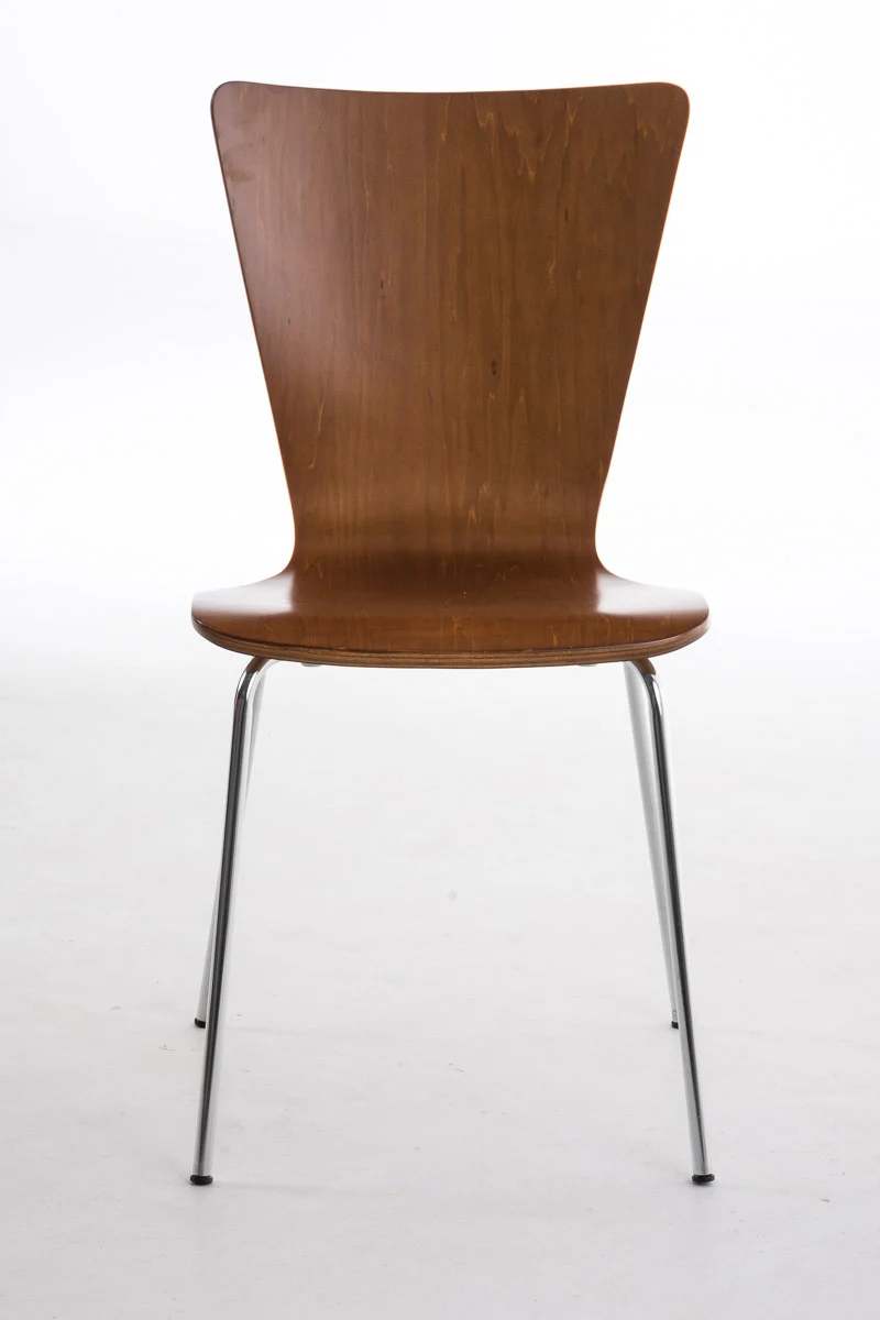 Lot de 4 chaises de cuisine salle à manger empilable en bois marron et structure stable à quatre pieds en métal 10_0003171
