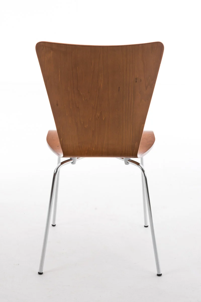 Lot de 4 chaises de cuisine salle à manger empilable en bois marron et structure stable à quatre pieds en métal 10_0003171