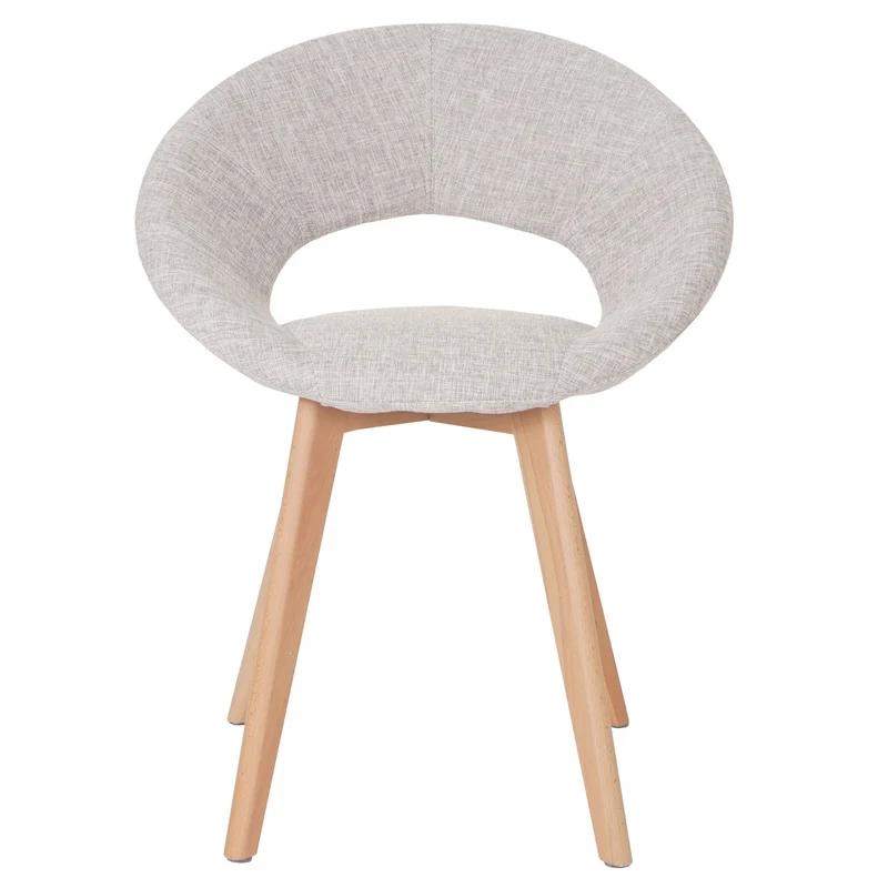 Chaise de salle à manger x1 design rétro 50s en tissu crème / gris 04_0002393