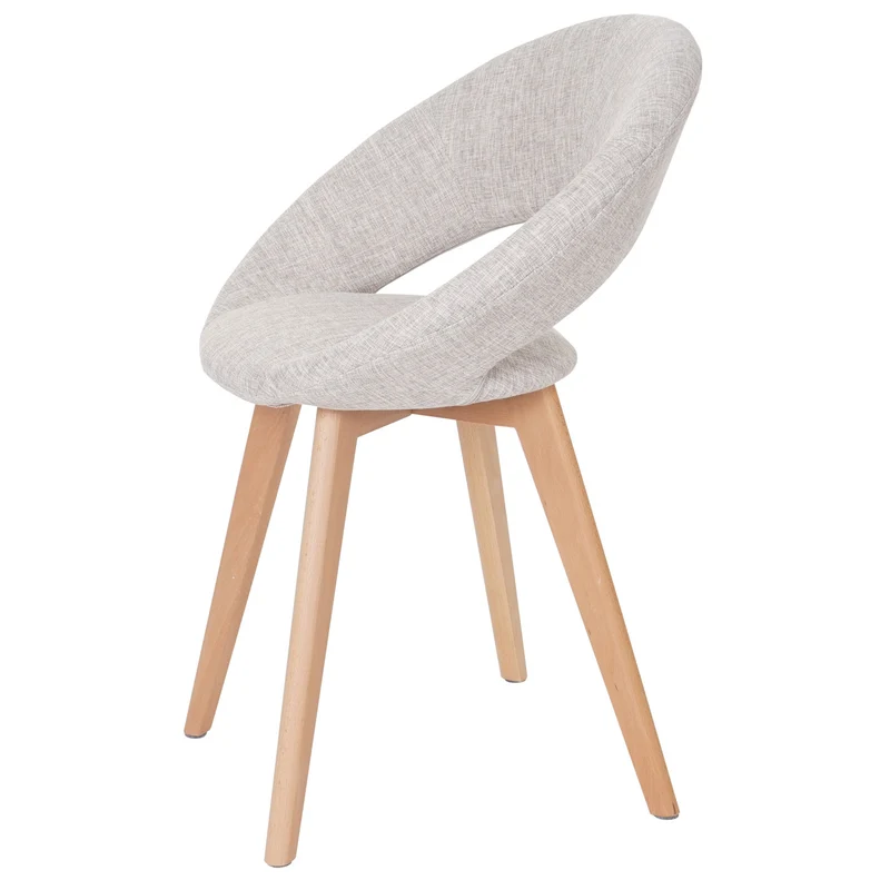 Chaise de salle à manger x1 design rétro 50s en tissu crème / gris 04_0002393