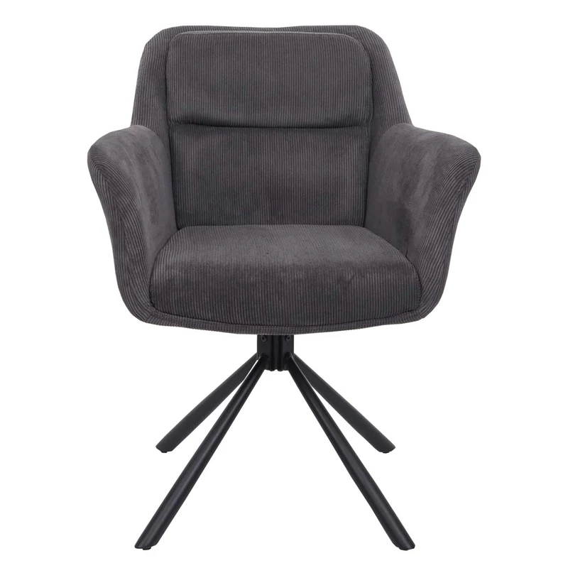 Lot de 2 chaises de salle à manger pivotante auto-positionnement en velours côtelé gris 04_0007361